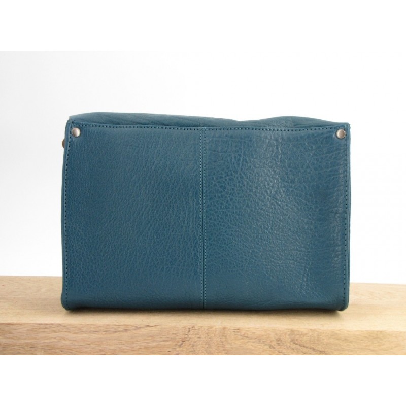 Le Mini Indispensable Bleu Piscine - sac bandoulière cuir femme Bleu